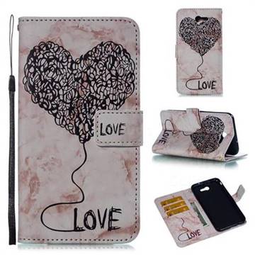 Marble Heart PU Leather Wallet Phone Case for Samsung Galaxy J7 2017 Halo US Edition - Purple
