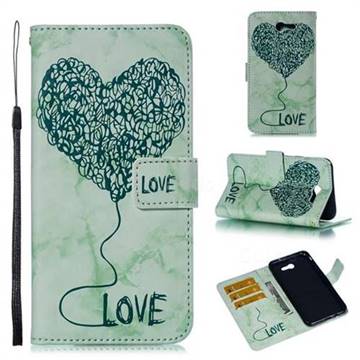 Marble Heart PU Leather Wallet Phone Case for Samsung Galaxy J7 2017 Halo US Edition - Green
