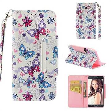 Colored Butterfly Big Metal Buckle PU Leather Wallet Phone Case for Samsung Galaxy J7 2017 Halo US Edition
