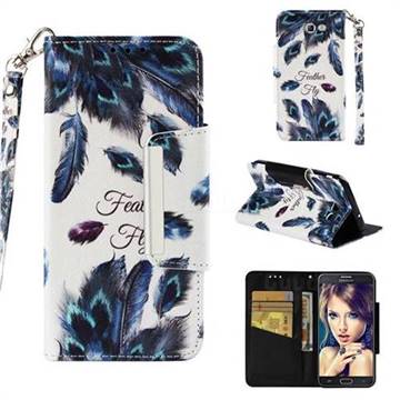 Peacock Feather Big Metal Buckle PU Leather Wallet Phone Case for Samsung Galaxy J7 2017 Halo US Edition