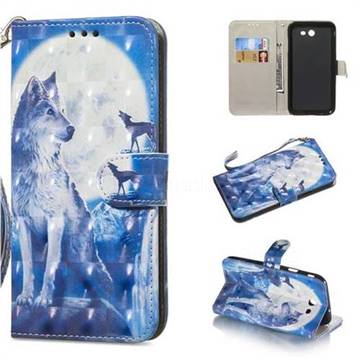Ice Wolf 3D Painted Leather Wallet Phone Case for Samsung Galaxy J7 2017 Halo US Edition