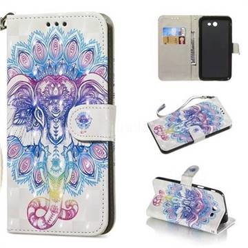 Colorful Elephant 3D Painted Leather Wallet Phone Case for Samsung Galaxy J7 2017 Halo US Edition