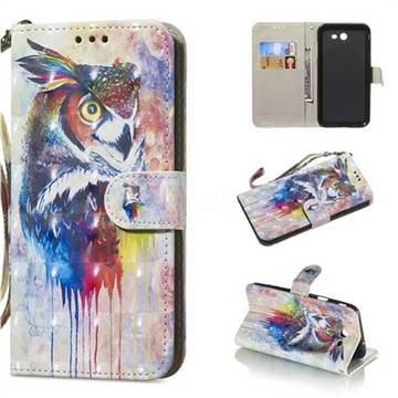 Watercolor Owl 3D Painted Leather Wallet Phone Case for Samsung Galaxy J7 2017 Halo US Edition