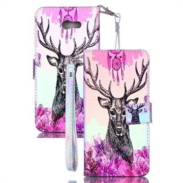 Deer Head Blue Ray Light PU Leather Wallet Case for Samsung Galaxy J7 2017 Halo US Edition