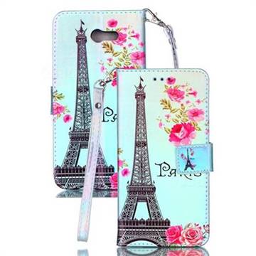 Eiffel Tower Blue Ray Light PU Leather Wallet Case for Samsung Galaxy J7 2017 Halo US Edition