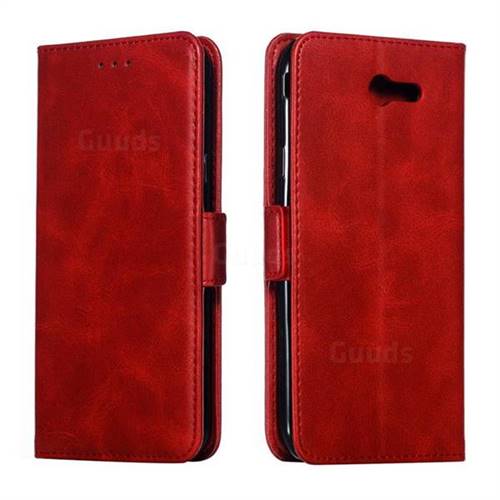 Retro Classic Calf Pattern Leather Wallet Phone Case for Samsung Galaxy J7 2017 Halo US Edition - Red
