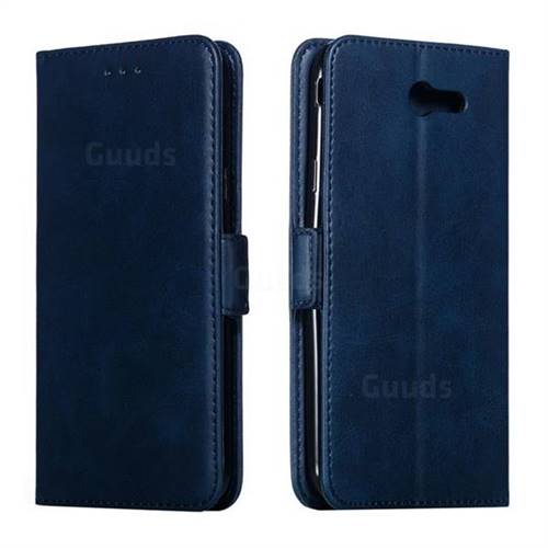 Retro Classic Calf Pattern Leather Wallet Phone Case for Samsung Galaxy J7 2017 Halo US Edition - Blue