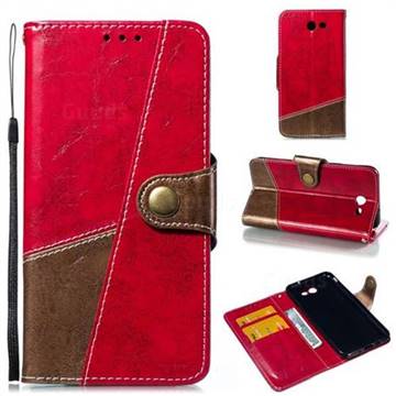 Retro Magnetic Stitching Wallet Flip Cover for Samsung Galaxy J7 2017 Halo US Edition - Rose Red