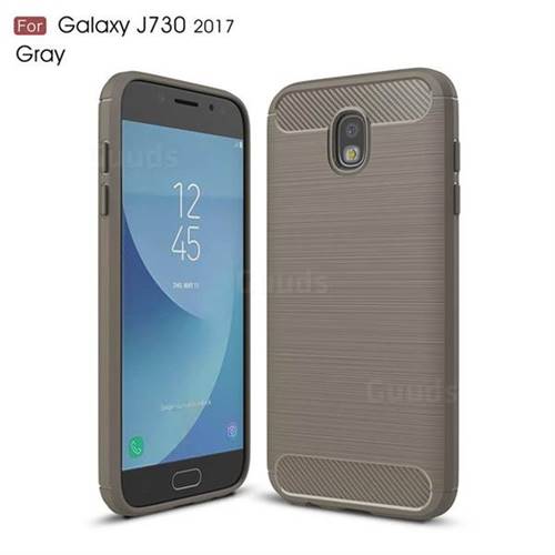 Luxury Carbon Fiber Brushed Wire Drawing Silicone TPU Back Cover for Samsung Galaxy J7 2017 J730 Eurasian (Gray)