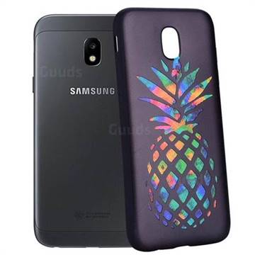 Colorful Pineapple 3D Embossed Relief Black Soft Back Cover for Samsung Galaxy J7 2017 J730 Eurasian