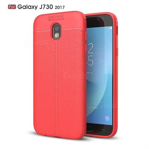 Luxury Auto Focus Litchi Texture Silicone TPU Back Cover for Samsung Galaxy J7 2017 J730 Eurasian - Red