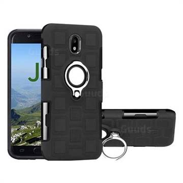Ice Cube Shockproof PC + Silicon Invisible Ring Holder Phone Case for Samsung Galaxy J7 2017 J730 Eurasian - Black