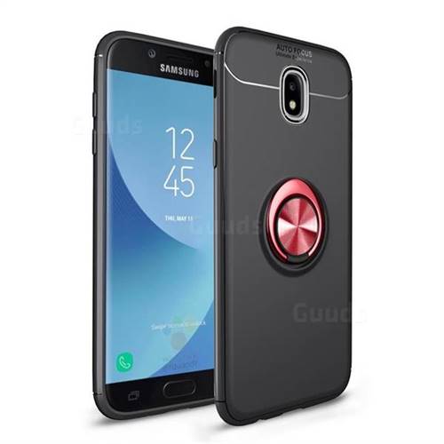 Auto Focus Invisible Ring Holder Soft Phone Case for Samsung Galaxy J7 2017 J730 Eurasian - Black Red