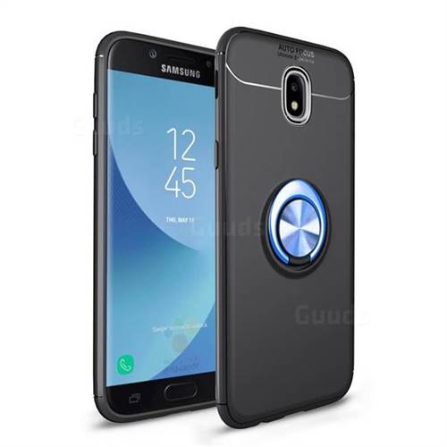 Auto Focus Invisible Ring Holder Soft Phone Case for Samsung Galaxy J7 2017 J730 Eurasian - Black Blue