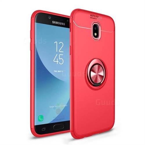 Auto Focus Invisible Ring Holder Soft Phone Case for Samsung Galaxy J7 2017 J730 Eurasian - Red