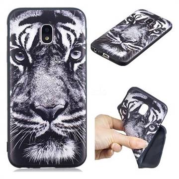 White Tiger 3D Embossed Relief Black TPU Cell Phone Back Cover for Samsung Galaxy J7 2017 J730 Eurasian