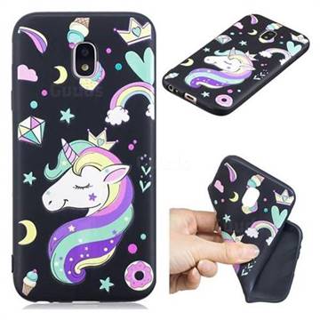 Candy Unicorn 3D Embossed Relief Black TPU Cell Phone Back Cover for Samsung Galaxy J7 2017 J730 Eurasian