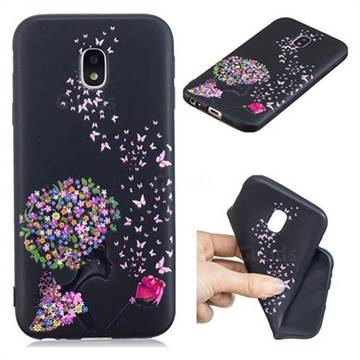 Corolla Girl 3D Embossed Relief Black TPU Cell Phone Back Cover for Samsung Galaxy J7 2017 J730 Eurasian