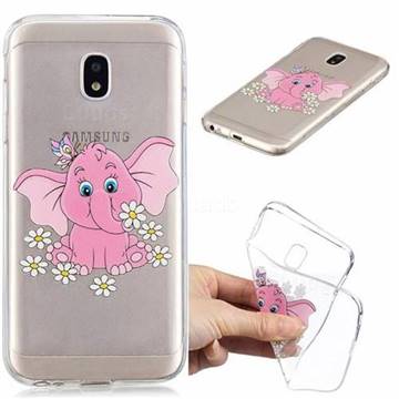 Tiny Pink Elephant Clear Varnish Soft Phone Back Cover for Samsung Galaxy J7 2017 J730 Eurasian