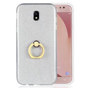 Luxury Soft TPU Glitter Back Ring Cover with 360 Rotate Finger Holder Buckle for Samsung Galaxy J7 2017 J730 Eurasian - White