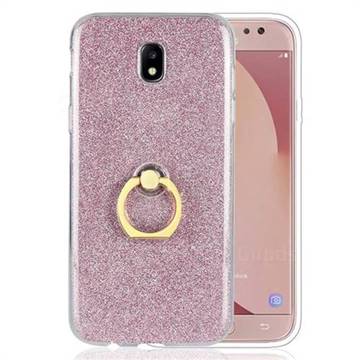 Luxury Soft TPU Glitter Back Ring Cover with 360 Rotate Finger Holder Buckle for Samsung Galaxy J7 2017 J730 Eurasian - Pink