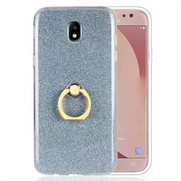 Luxury Soft TPU Glitter Back Ring Cover with 360 Rotate Finger Holder Buckle for Samsung Galaxy J7 2017 J730 Eurasian - Blue