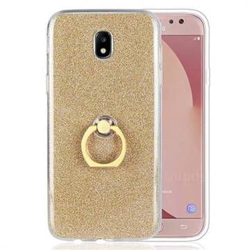 Luxury Soft TPU Glitter Back Ring Cover with 360 Rotate Finger Holder Buckle for Samsung Galaxy J7 2017 J730 Eurasian - Golden