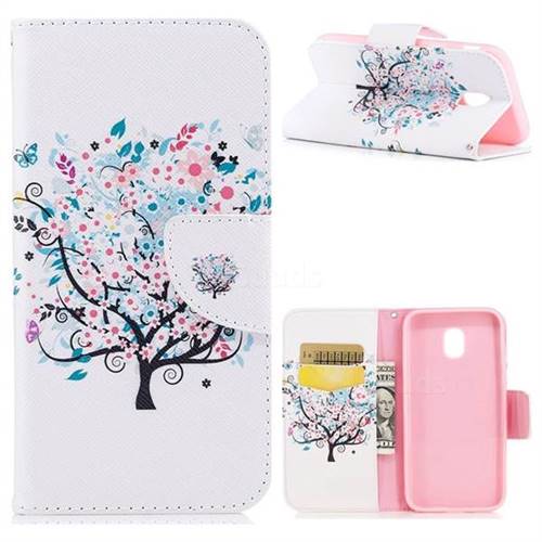 Colorful Tree Leather Wallet Case for Samsung Galaxy J7 2017 J730