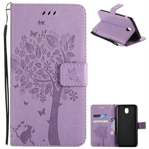 Embossing Butterfly Tree Leather Wallet Case for Samsung Galaxy J7 2017 J730 Eurasian - Violet