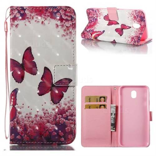 Rose Butterfly 3D Painted Leather Wallet Case for Samsung Galaxy J7 2017 J730 Eurasian