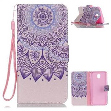 Purple Sunflower Leather Wallet Phone Case for Samsung Galaxy J7 2017 J730 Eurasian
