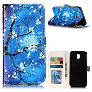 Plum Blossom 3D Relief Oil PU Leather Wallet Case for Samsung Galaxy J7 2017 J730 Eurasian