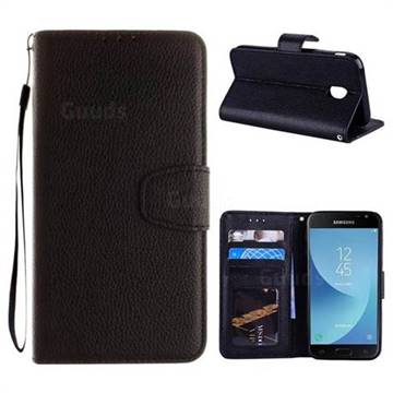 Litchi Pattern PU Leather Wallet Case for Samsung Galaxy J7 2017 J730 Eurasian - Black