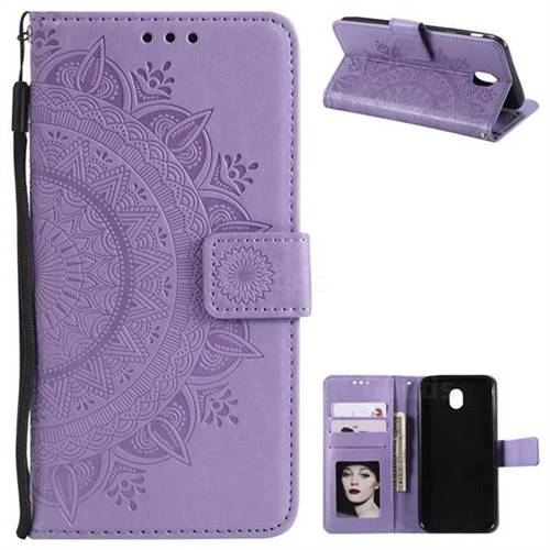 Intricate Embossing Datura Leather Wallet Case for Samsung Galaxy J7 2017 J730 Eurasian - Purple