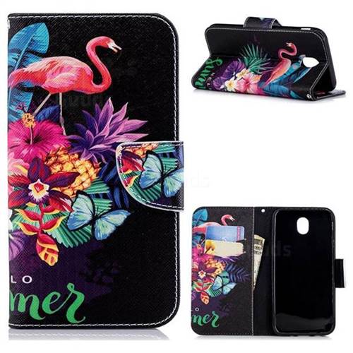 Flowers Flamingos Leather Wallet Case for Samsung Galaxy J7 2017 J730 Eurasian