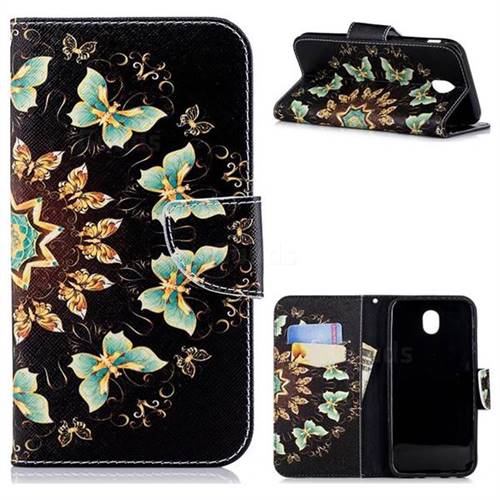 Circle Butterflies Leather Wallet Case for Samsung Galaxy J7 2017 J730 Eurasian