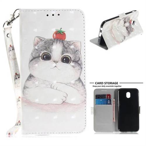 Cute Tomato Cat 3D Painted Leather Wallet Phone Case for Samsung Galaxy J7 2017 J730 Eurasian