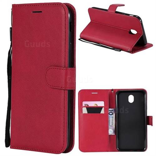 Retro Greek Classic Smooth PU Leather Wallet Phone Case for Samsung Galaxy J7 2017 J730 Eurasian - Red