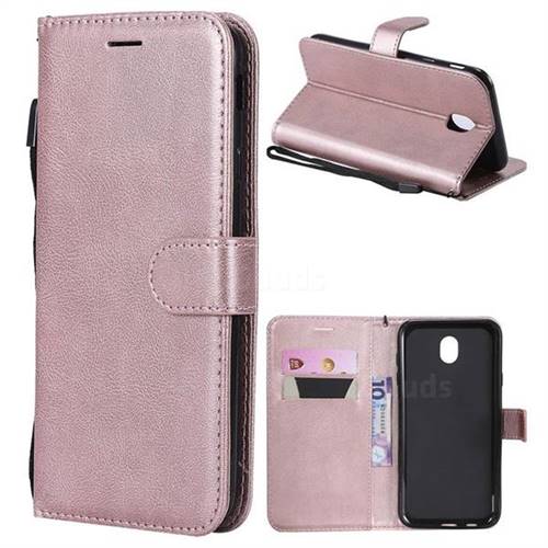 Retro Greek Classic Smooth PU Leather Wallet Phone Case for Samsung Galaxy J7 2017 J730 Eurasian - Rose Gold