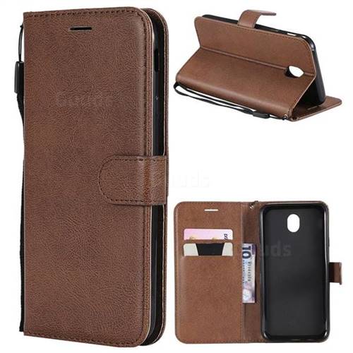 Retro Greek Classic Smooth PU Leather Wallet Phone Case for Samsung Galaxy J7 2017 J730 Eurasian - Brown