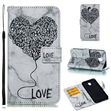 Marble Heart PU Leather Wallet Phone Case for Samsung Galaxy J7 2017 J730 Eurasian - Black