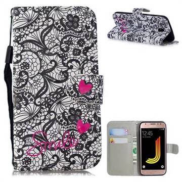 Lace Flower 3D Painted Leather Wallet Phone Case for Samsung Galaxy J7 2017 J730 Eurasian