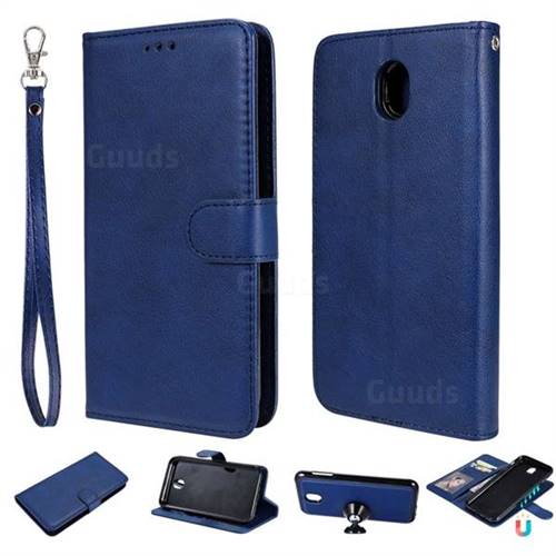 Retro Greek Detachable Magnetic PU Leather Wallet Phone Case for Samsung Galaxy J7 2017 J730 Eurasian - Blue