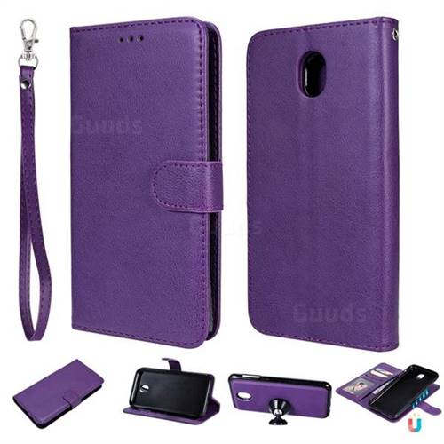 Retro Greek Detachable Magnetic PU Leather Wallet Phone Case for Samsung Galaxy J7 2017 J730 Eurasian - Purple