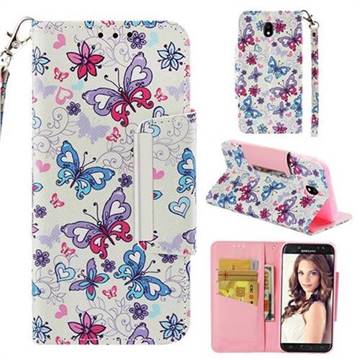 Colored Butterfly Big Metal Buckle PU Leather Wallet Phone Case for Samsung Galaxy J7 2017 J730 Eurasian