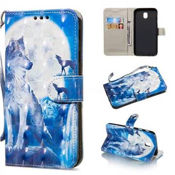 Ice Wolf 3D Painted Leather Wallet Phone Case for Samsung Galaxy J7 2017 J730 Eurasian