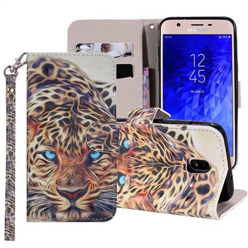Leopard 3D Painted Leather Phone Wallet Case Cover for Samsung Galaxy J7 2017 J730 Eurasian