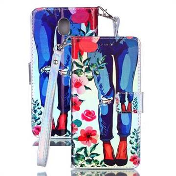 Jeans Flower Blue Ray Light PU Leather Wallet Case for Samsung Galaxy J7 2017 J730 Eurasian