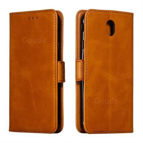 Retro Classic Calf Pattern Leather Wallet Phone Case for Samsung Galaxy J7 2017 J730 Eurasian - Yellow