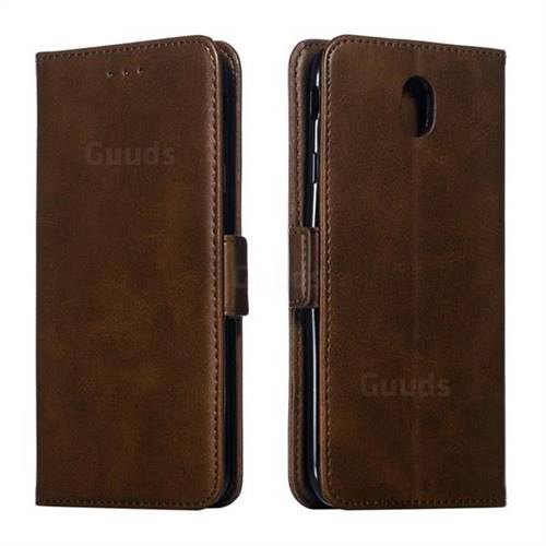 Retro Classic Calf Pattern Leather Wallet Phone Case for Samsung Galaxy J7 2017 J730 Eurasian - Brown